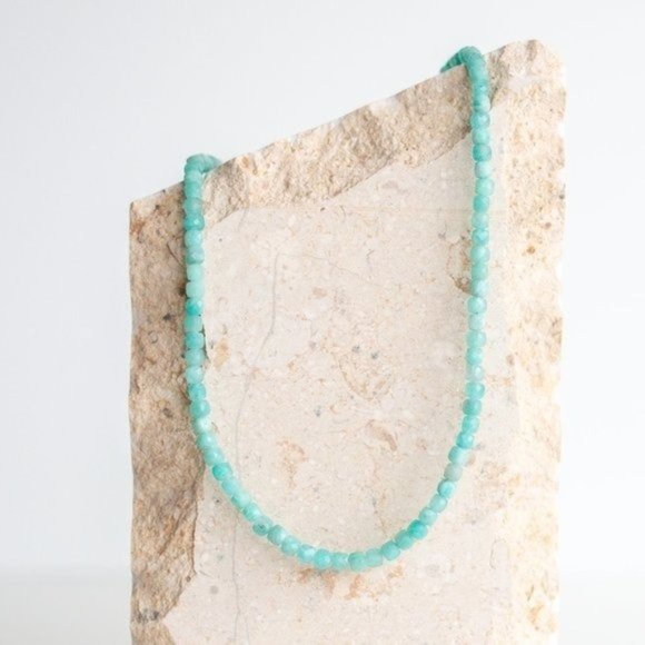 Amazonite Gemstone Necklace Gold Toggle Clasp Removable Baroque Pearl Genuine - Picture 5 of 11